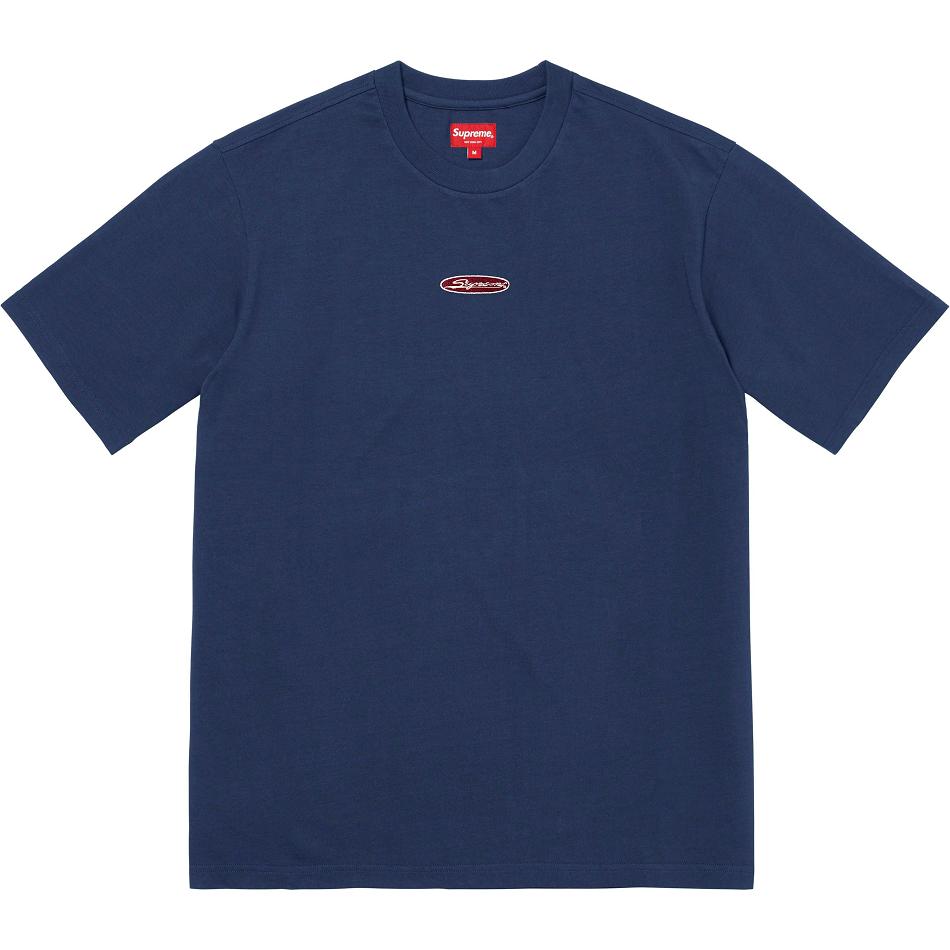 Navy Supreme Oval Logo S/S Top Sweaters | Supreme 291LH